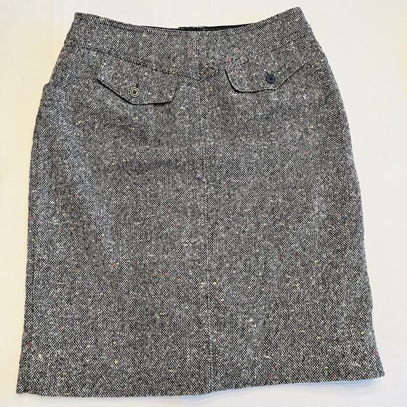 TALBOTS Petite Wool Tweed Gray Fluorescent Pockets 2P Lined Pencil Skirt (A0131) - Picture 2 of 7